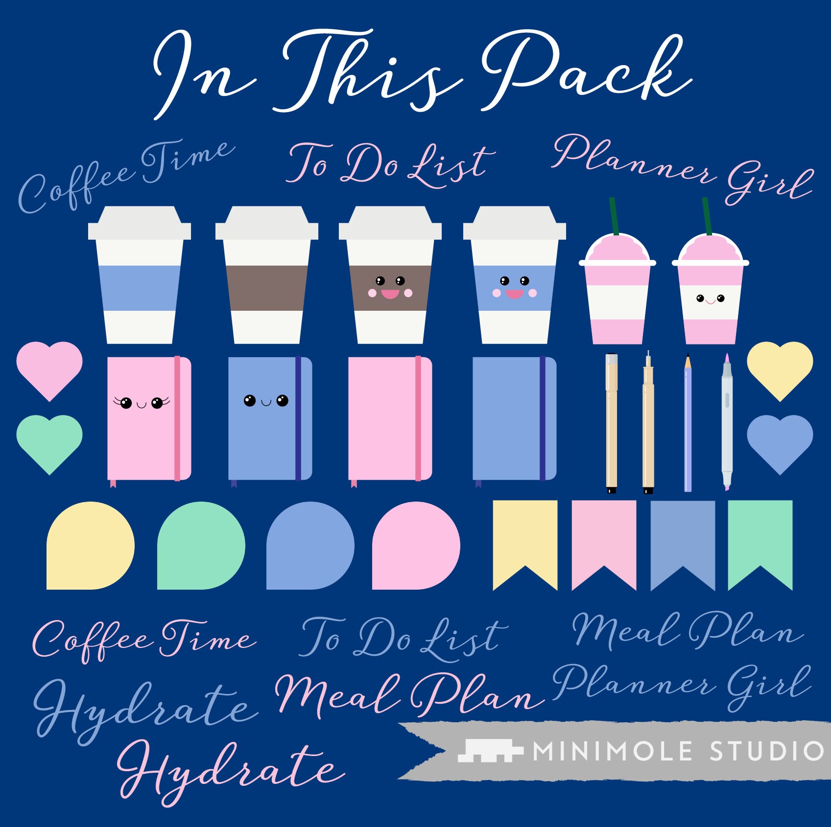 Cute Planner Clipart Bundle Digital Planner Sticker Clipart Etsy