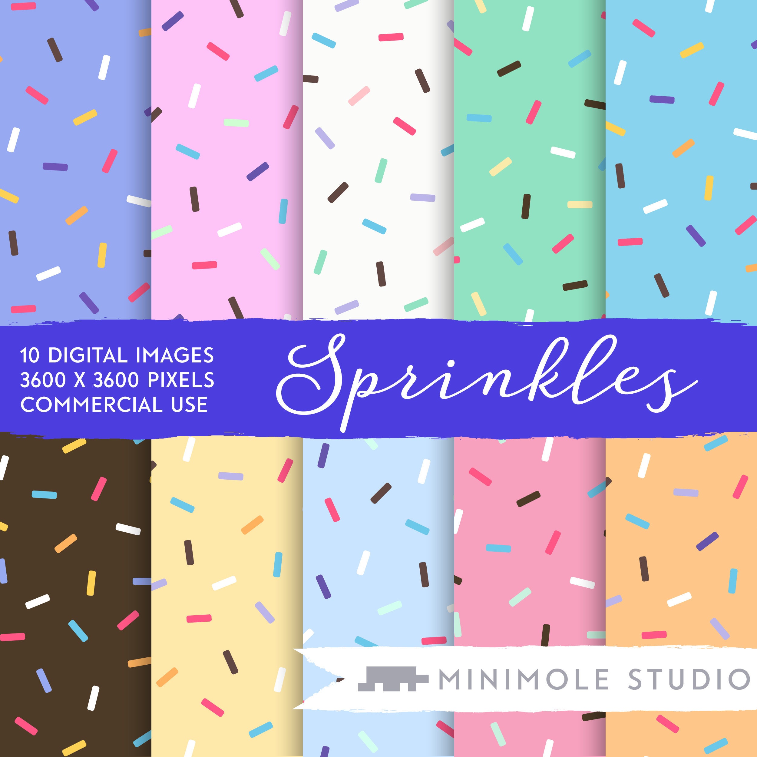 Sprinkles Digital Paper Pack 8.5x11 40 Color Bundle, printable cupcake  sprinkles scrapbook paper, sweet colorful sprinkle digital background