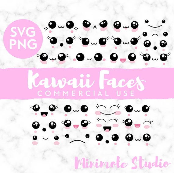 Premium Vector  Set of cute kawaii emoticon face and sweet collection  emoticon manga cartoon style flat design vector illustration
