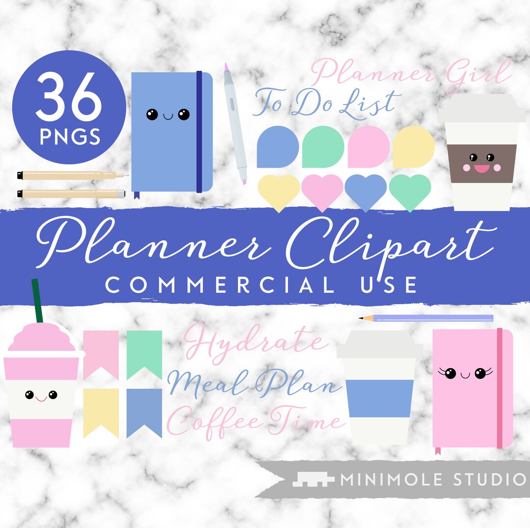 Cute Planner Clipart Bundle Digital Planner Sticker Clipart Etsy