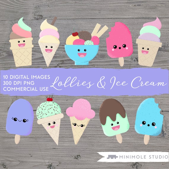 Kawaii Ice cream Clipart, ice cream clip art, kawaii clip art, cute ice  cream digital art, kawaii commercial use with Instant Download