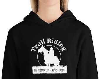 Trail Rider Western Horseback Riding Pullover Hoodie with Funny Quote, Gift for Horse Lover