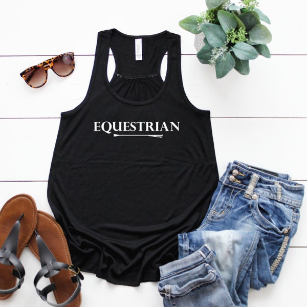 Equestrian Racerback Tank Top with Horseback Riding Crop, Gift for Horse Lover