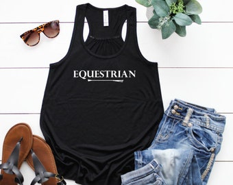 Equestrian Racerback Tank Top with Horseback Riding Crop, Gift for Horse Lover