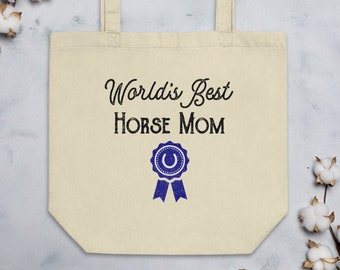World's Best Horse Mom, Equestrian Tote Bag for Horse Owners