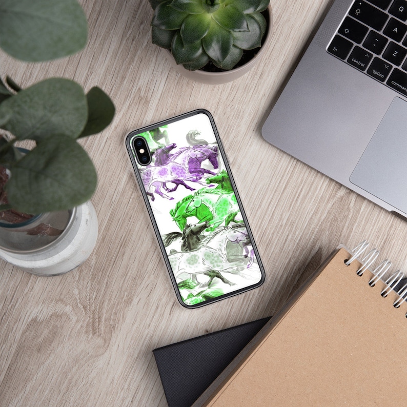 Galloping Horse iPhone Case in Purple XS Max XXS 7 Plus8 Plus Green and Grey Pattern for 78 XR