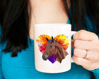 Geometric Horse Heart Graphic Mug, Valentines Day Gift for Horse Lover