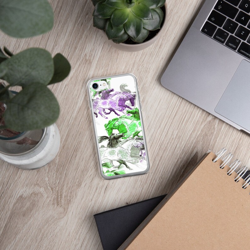 Galloping Horse iPhone Case in Purple XS Max XXS 7 Plus8 Plus Green and Grey Pattern for 78 XR