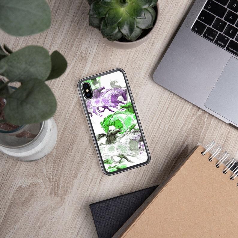 Galloping Horse iPhone Case in Purple XS Max XXS 7 Plus8 Plus Green and Grey Pattern for 78 XR