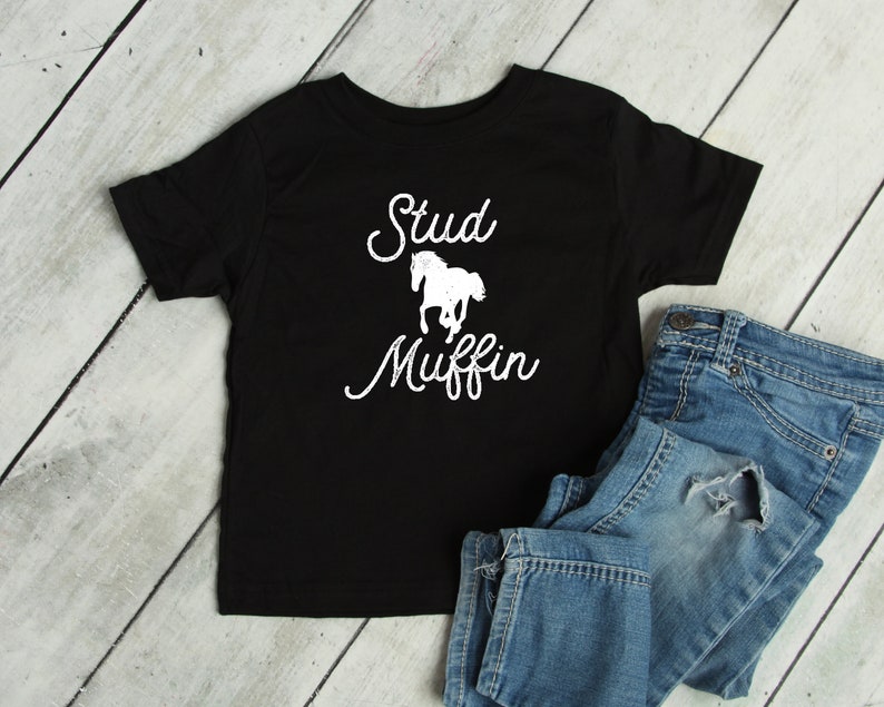 Stud Muffin Kids Horse T-Shirt for Boys Horse Gift image 1