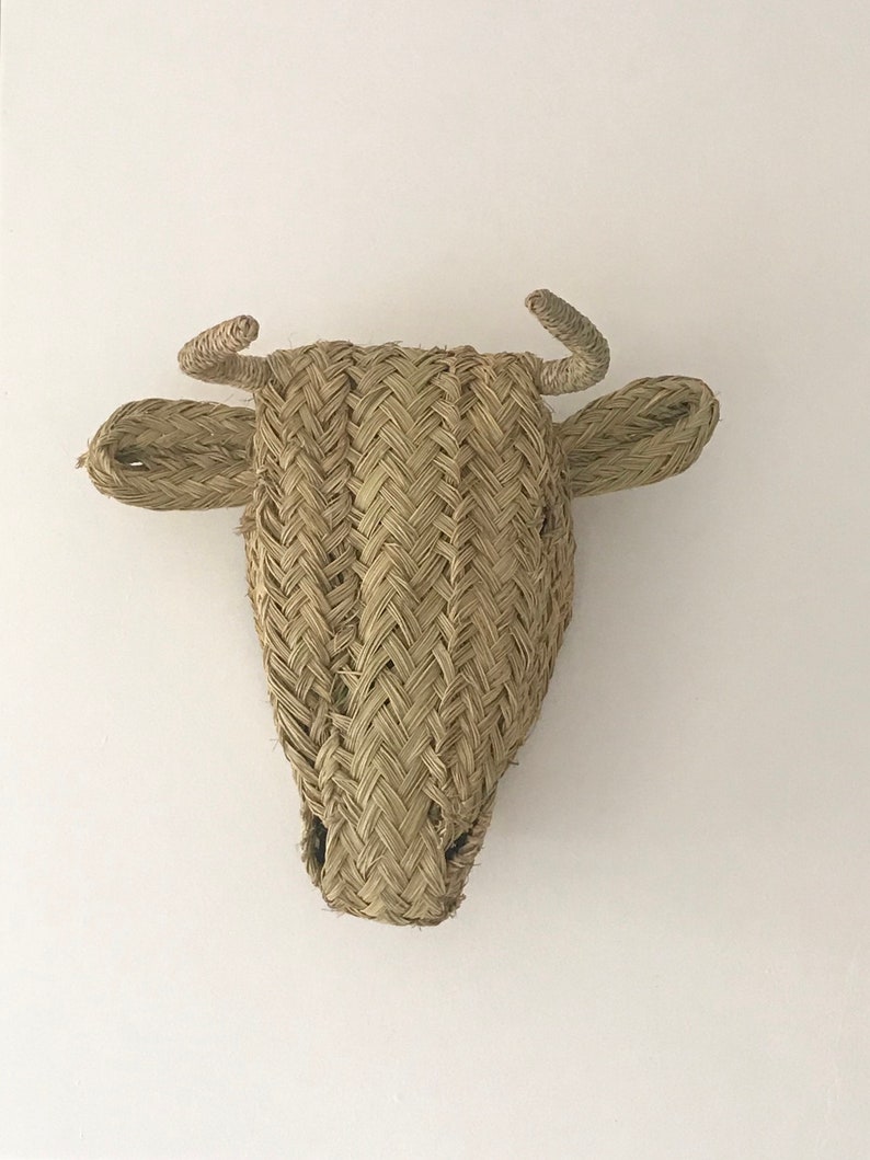 Moroccan handmade rattan Cow head wall hanging animal head | Etsy