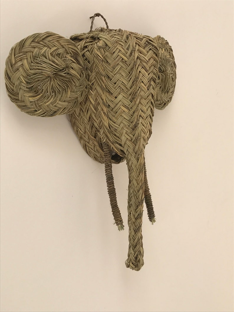 Moroccan handmade rattan Elephant head wall hanging animal Etsy