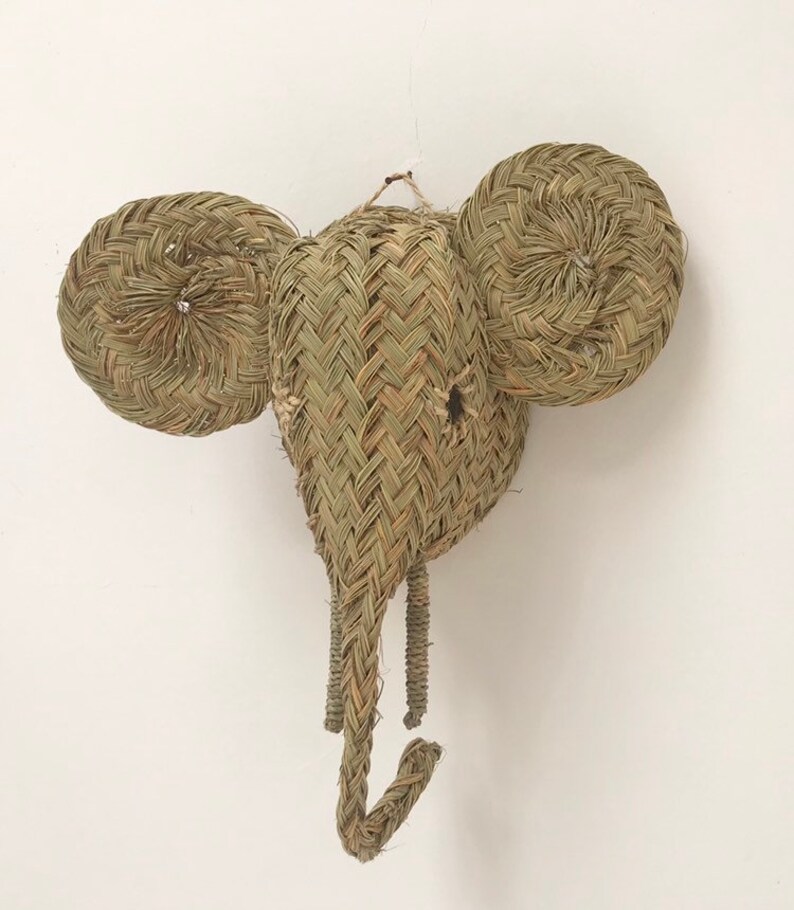 Moroccan handmade rattan Elephant head wall hanging animal Etsy