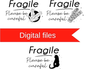 Set of 3 -Fragile- Magical label designs