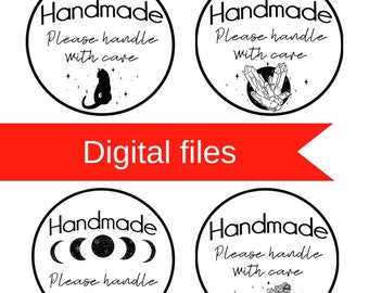 Set of 4 -Handmade- Magical label designs