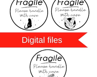 Set of 3 -Fragile- Magical label designs