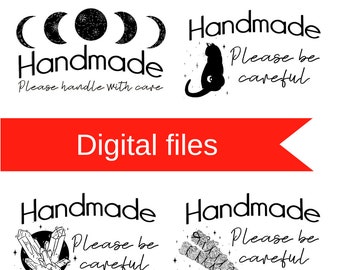 Set of 4 -Handmade- Magical label designs