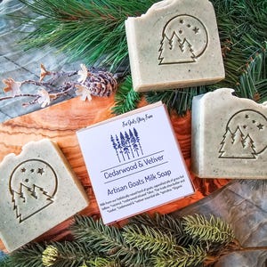 Cedarwood Vetiver Cold Process Goats Milk Soap, Organic Ingredients, Cedarwood Infused, Artisan Soap, Organic Essential Oils, Palm, Soy Free