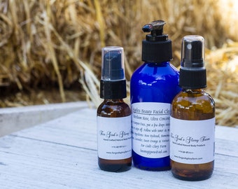 Organic Rose Facial Care Set: Cleanser, Toner, Serum