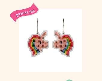 Cross Stitch Unicorn Earrings for Laser Cutting, Vector, earring template, acrylic jewelry cut file, instant download, svg, dxf, eps, pdf,