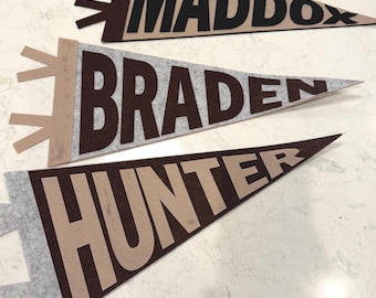 Custom Felt Name Pennant: Wool Blend Camp, Team, or Bunk Flag