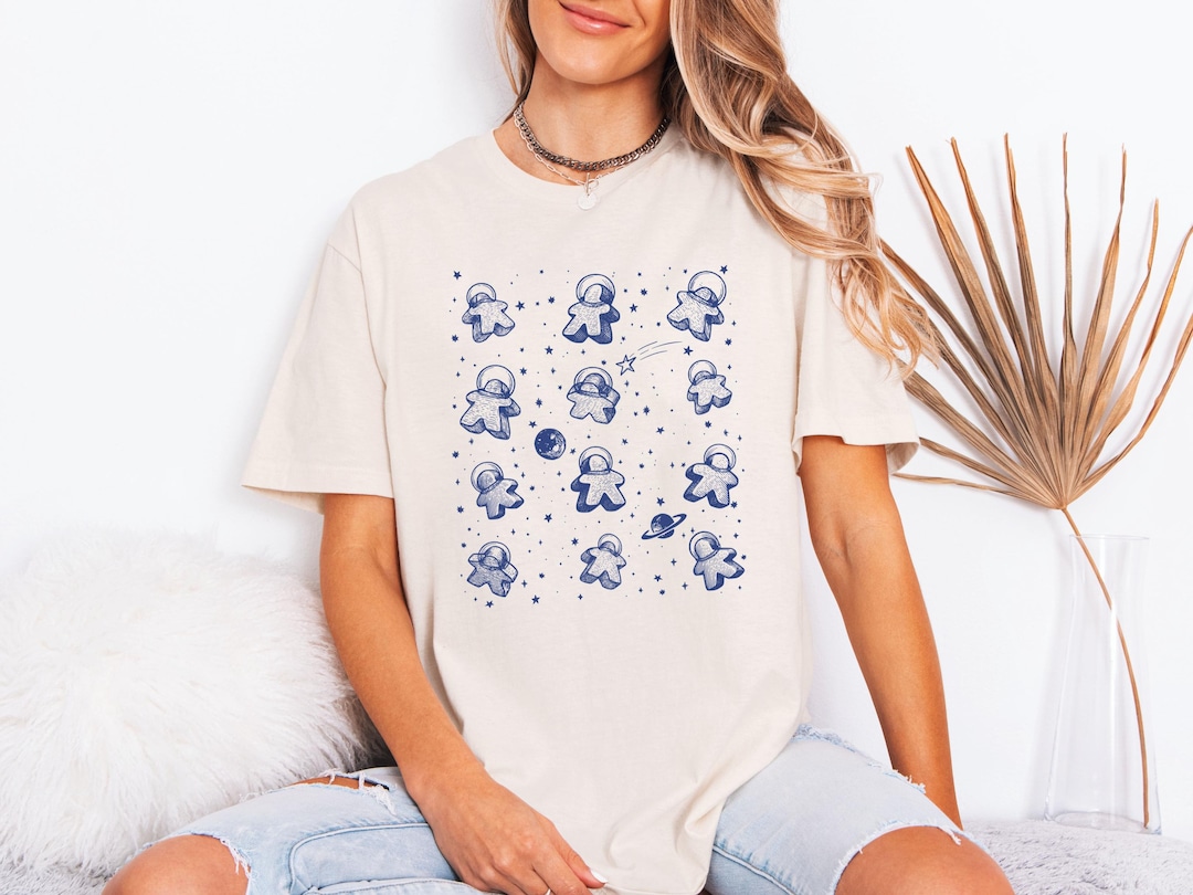 Spaceman Meeples Blue Meeple Astronaut Shirt, Board Game Tee for Gamers, Floating Space ...