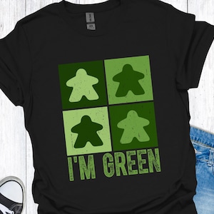 Maglietta Meeple &quot;I&#39;m Green&quot; per gli appassionati di giochi da tavolo, magliette abbinate per la famiglia, regalo per una serata di giochi da tavolo, maglietta Meeple per giocatori da tavolo, regalo per lui e per lei