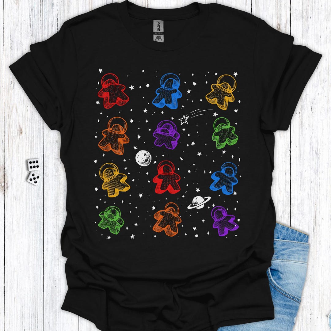 Spaceman Meeples Astronaut Meeple Shirt, Space Board Game Shirt, Floating Meeple Tee ...