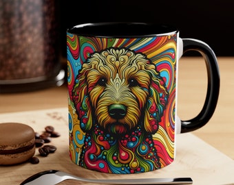 Psychedelic Goldendoodle Mug: 11oz Tribute for Dog & Coffee Lovers! Perfect Father's Day Gift for Golden Doodle Fans!