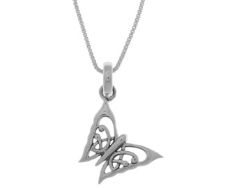 Jewelry Trends Celtic Butterfly Sterling Silver Pendant Necklace 18"