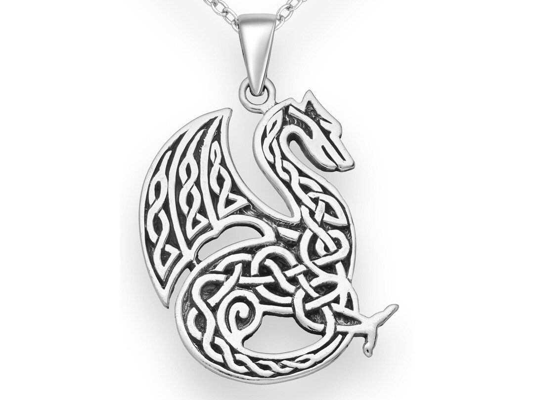 Dragon Celtic Knot Sterling Silver Pendant Necklace 18 Jewelry dragon-celtic-knot-sterling-silver-pendant-necklace-18-jewelry