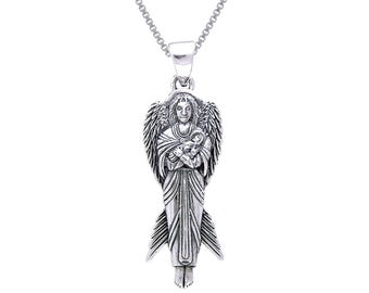 Jewelry Trends Genuine .925 Sterling Silver Angel of New Hope Pendant Necklace 18"
