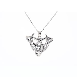 Sterling Silver Celtic Triquetra Moon Goddess Trinity Knot Pendant Necklace 18&quot; | Jewelry Trends