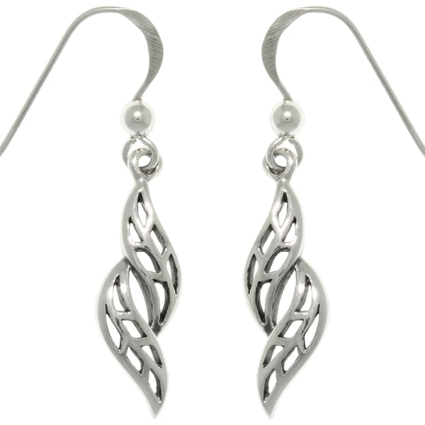 Jewelry Trends Swirling Leaf Sterling Silver Dangle Earrings