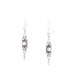 Celtic Trinity Moon Long Sterling Silver Dangle Earrings | Jewelry Trends
