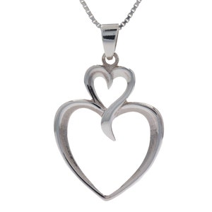 Double Heart Sterling Silver Pendant Necklace 18&quot; Love Gift | Jewelry Trends
