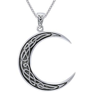 Celtic Crescent Moon Sterling Silver Pendant Necklace 18&quot; | Jewelry Trends