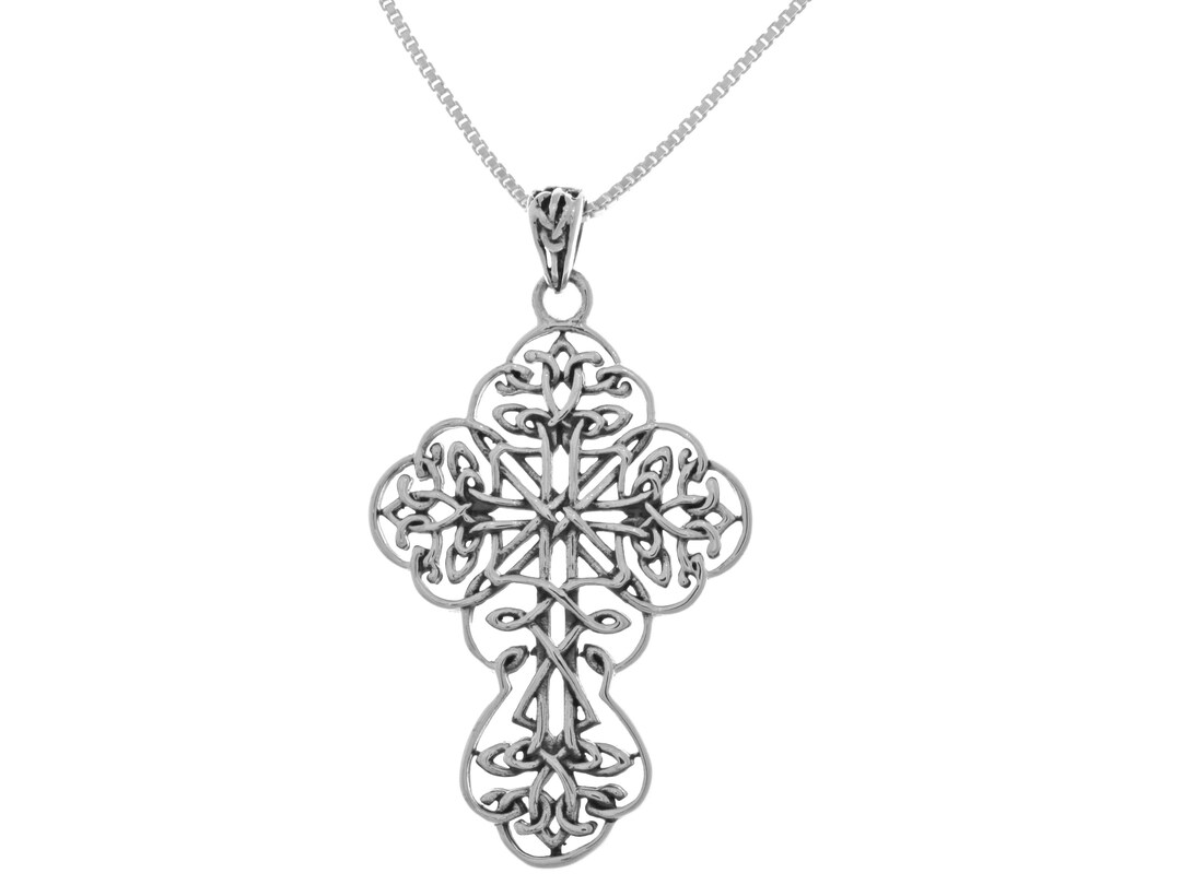 Jewelry Trends Sterling Silver Large Filigree Celtic Cross Pendant on ...