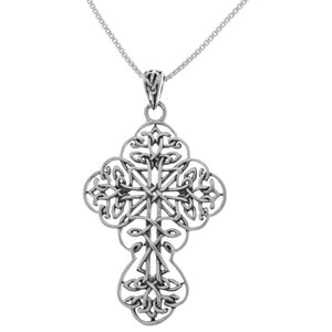 Large Filigree Celtic Cross Sterling Silver Pendant Necklace 18&quot; | Jewelry Trends