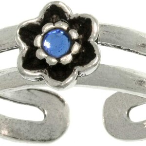 Blue Glass Flower Sterling Silver Toe Ring Adjustable-Size | Jewelry Trends