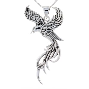 Flying Phoenix Sterling Silver Pendant Necklace 18&quot; | Jewelry Trends