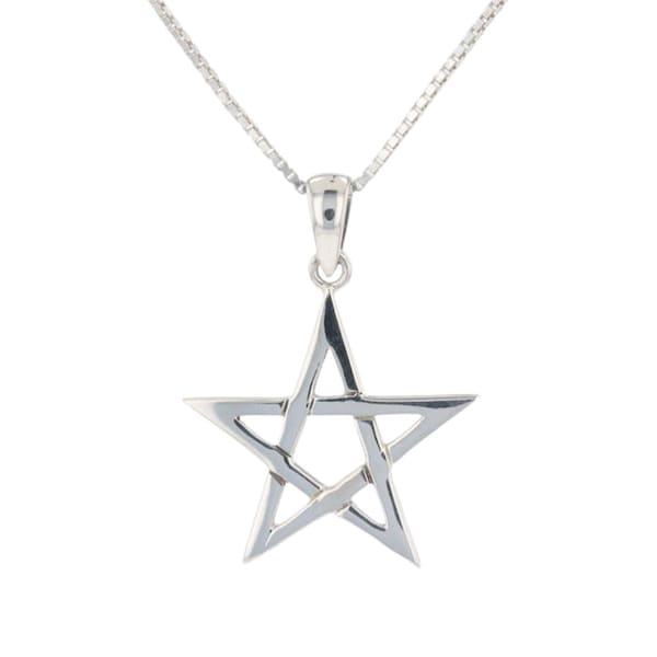 Jewelry Trends Five Point Star Sterling Silver Pendant Necklace 18"