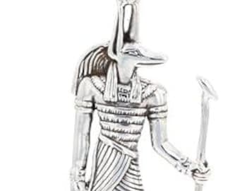 Jewelry Trends Anubis Egyptian God of the Underworld Fine Silver Plated Pendant Necklace 18"