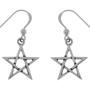 Five Point Star Pentagram Sterling Silver Dangle Earrings | Jewelry Trends