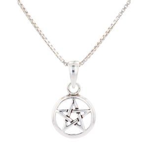 Pentacle Pentagram Star Extra Small Sterling Silver Pendant Necklace 18&quot; | Jewelry Trends
