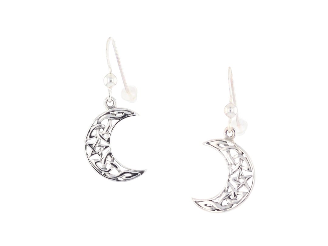 Celtic Knot Crescent Moon and Star Pentacle Sterling Silver Dangle ...