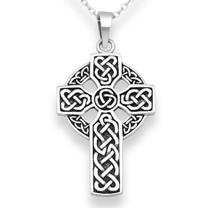 Celtic Cross Irish Knot Sterling Silver Pendant Necklace 18&quot; | Jewelry Trends