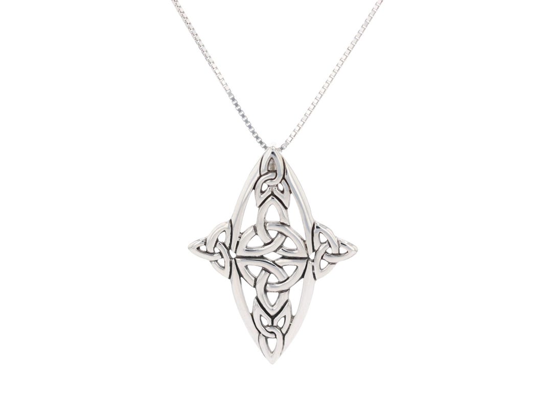 Jewelry Trends Sterling Silver Celtic Trinity Knot Cross Pendant on Box ...