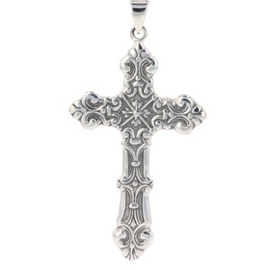 Jewelry Trend Large Ornamental Gothic Cross Sterling Silver Pendant Necklace 18&quot; | Jewelry Trends
