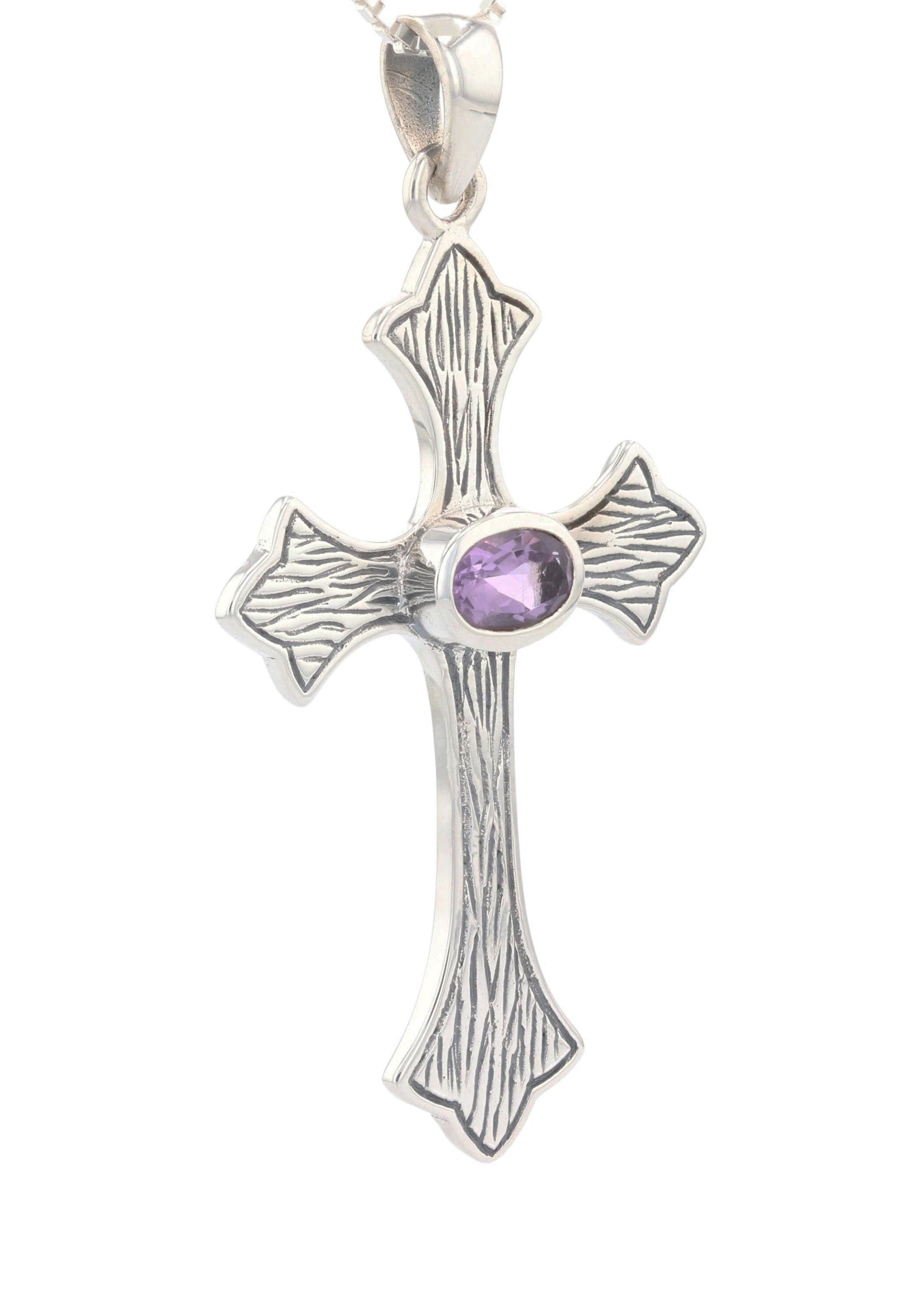 Jewelry Trends Sterling Silver Large Celtic Cross Pendant With Purple ...